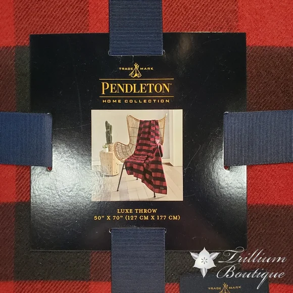 Pendleton Red Rob Roy Luxe Throw & Handmade Acrylic Sunset Canvas Painting NEW - Picture 7 of 11